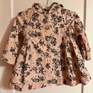 Maria Elena pale pink floral 5T cotton jacket with hood